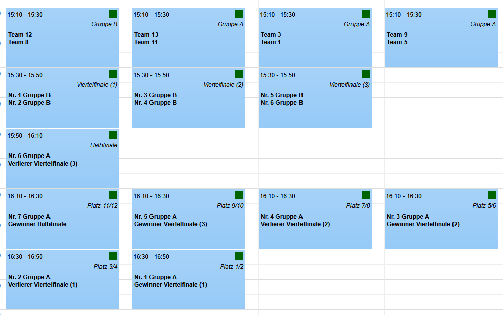 Turnierplan für 13 Teams