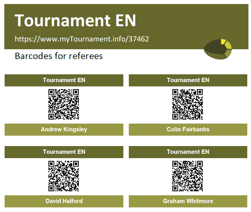 Entering result via referee QR code
