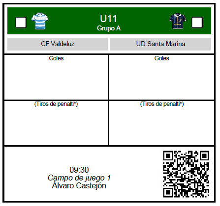 Introducir resultado mediante hoja de partido