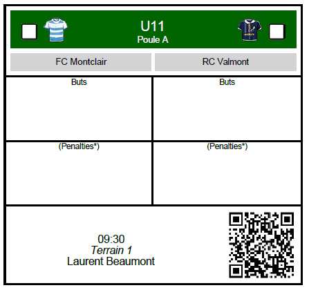 Saisie du résultat via feuille de match