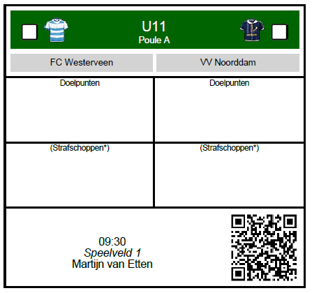Uitslag invoeren via wedstrijdbriefje